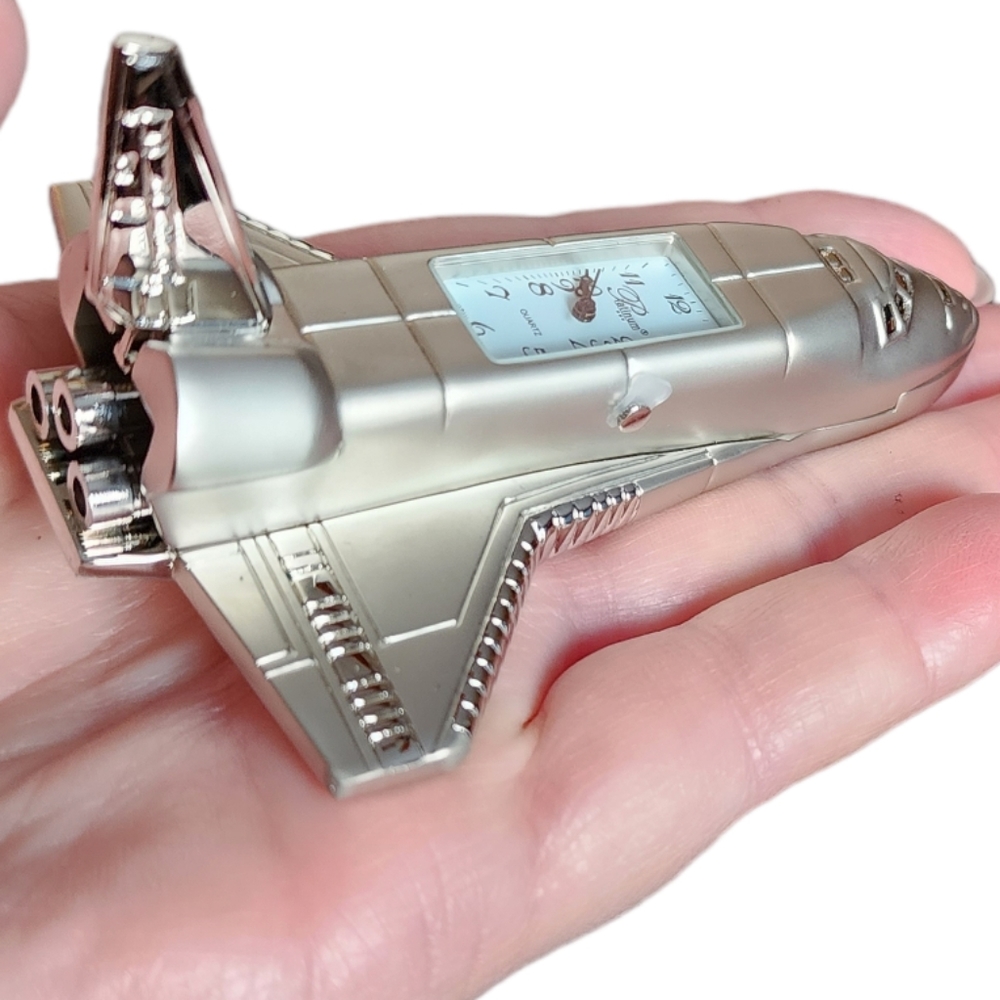 Rare Platinum Silver Space Shuttle Clock NIB - Picture 8 of 11